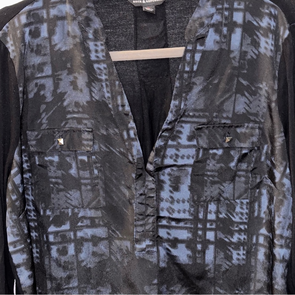 Rock & Republic Black and Blue Plaid Blouse - Picture 3 of 7